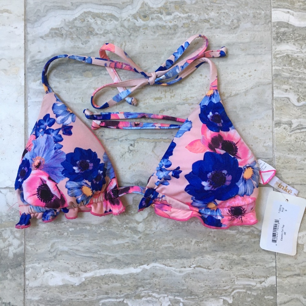 Zinke Floral Triangle Bikini Top